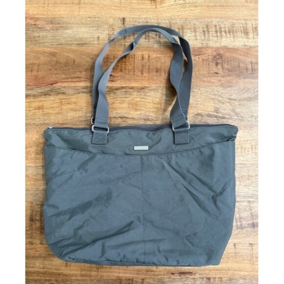 Baggallini Carryall Tote Grey Yellow Lining Nylon Case Bag Travel Double Handle - Picture 11 of 11